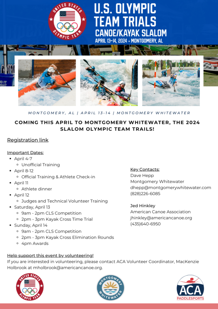 2024 CANOE SLALOM OLYMPIC TEAM TRIALS Montgomery Whitewater ACA